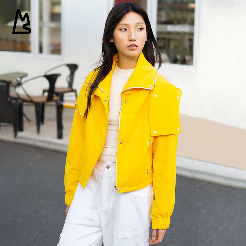 magnlens冬季新品女士夹棉外套女短款连帽休闲保暖设计高级感夹克