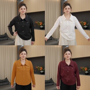 长袖 小金扣 翻领衬衫 2025秋季 设计感显瘦上衣女 新款 胖佳佳