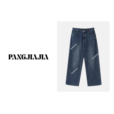 【胖佳佳】金标~C位 牛仔裤女重工显瘦休闲直筒长裤P623Z02385