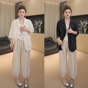 胖佳佳 夏季 心动信号 西装 气质百搭薄外套H625T06023 天丝短袖