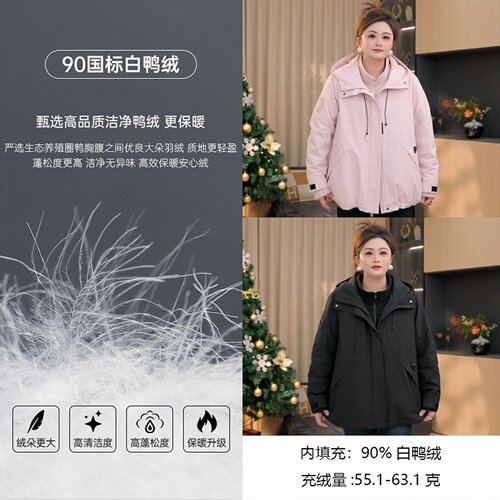 【胖佳佳】胖妹妹mm大码女装放氧计划派克羽绒服冬保暖登山服外套