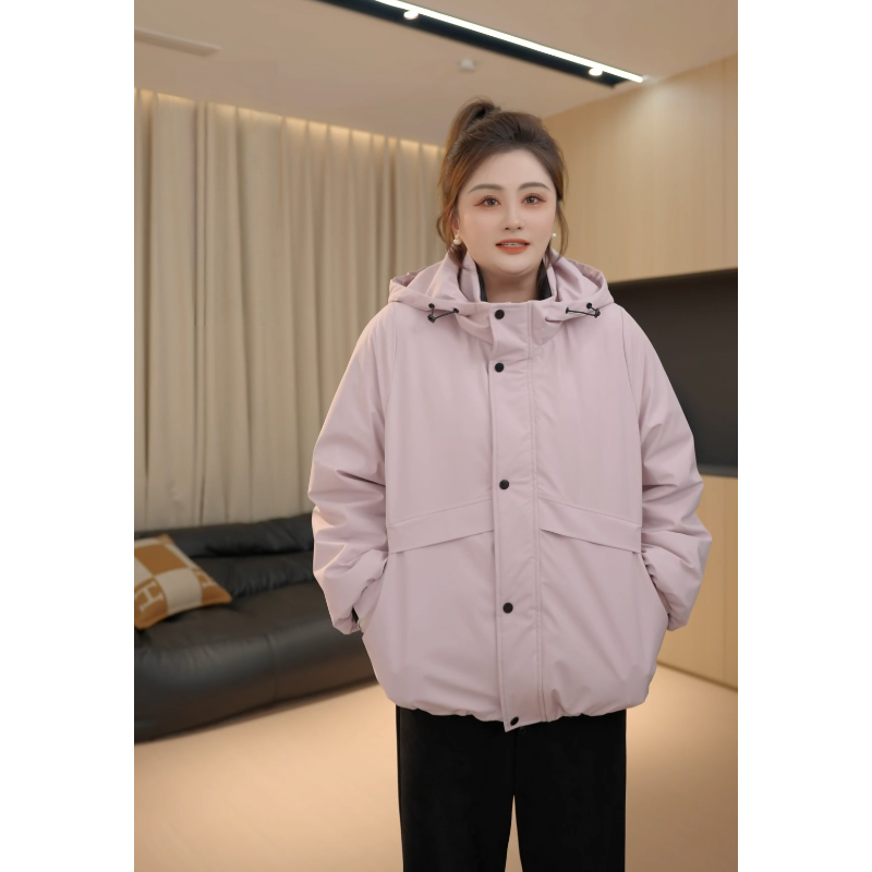 【胖佳佳】爱上户外 连帽羽绒派克服秋冬保暖减龄外套H624Z19519