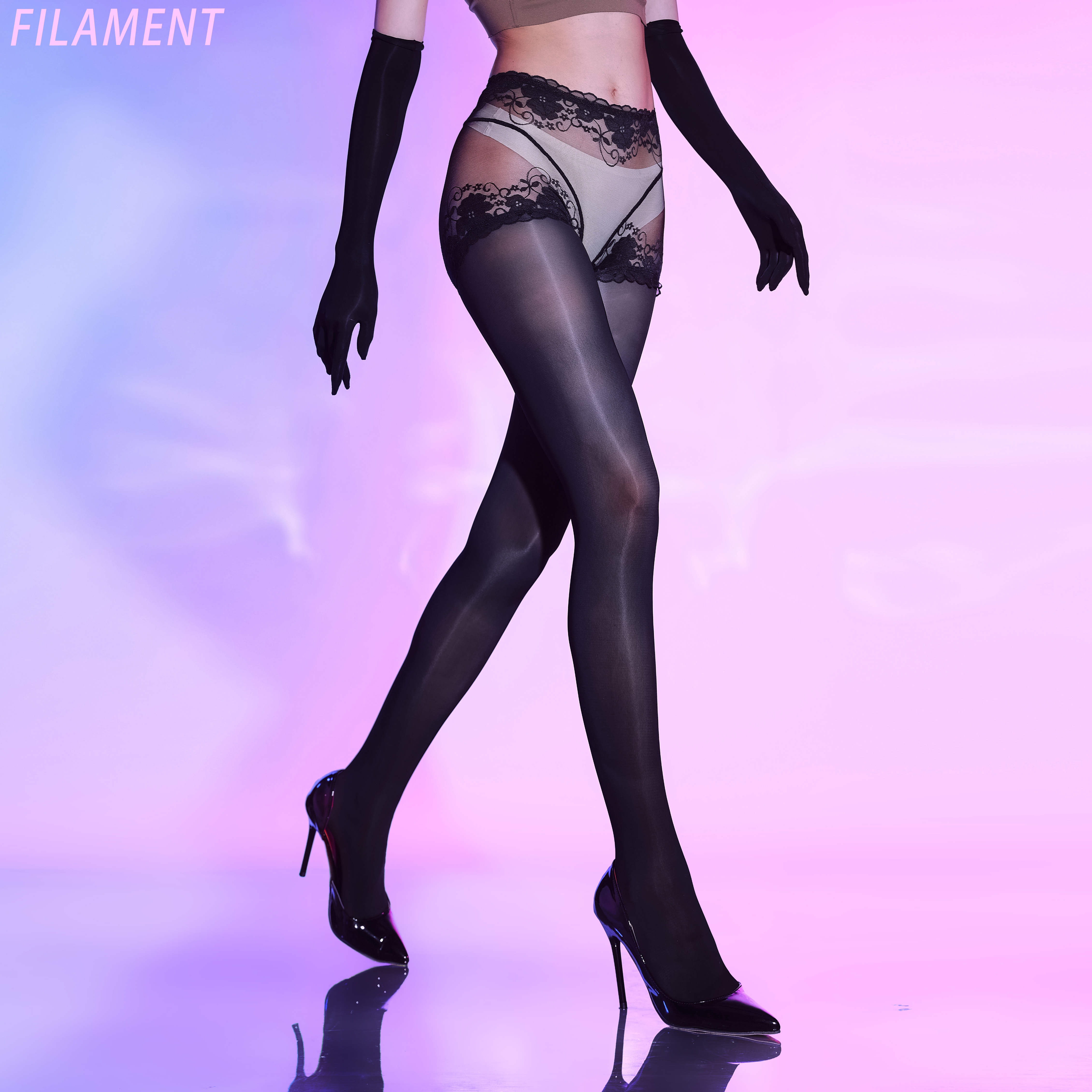 蕾丝黑色显瘦马油袜男女同款连裤袜高腰提臀舒适丝滑油亮性感塑形