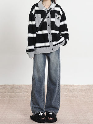 复古窄版阔腿牛仔裤女春秋2025新款高腰小众秋装直筒宽松拖地裤子