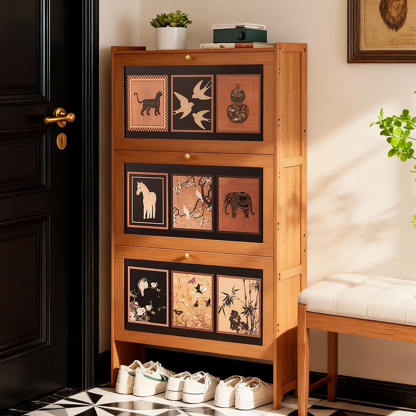 超薄款翻斗鞋架子家用门口极小窄鞋柜收纳一体靠墙大容量入户玄关,住宅家具,鞋架,淘宝优惠券,粉丝福利购,淘宝优惠卷