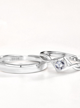 s925戒指一对纯银刻字男女韩版时尚简约情侣对戒素圈批发