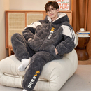 男士睡衣冬季珊瑚绒三层夹棉加厚加绒男款青少年2025年新款家居服