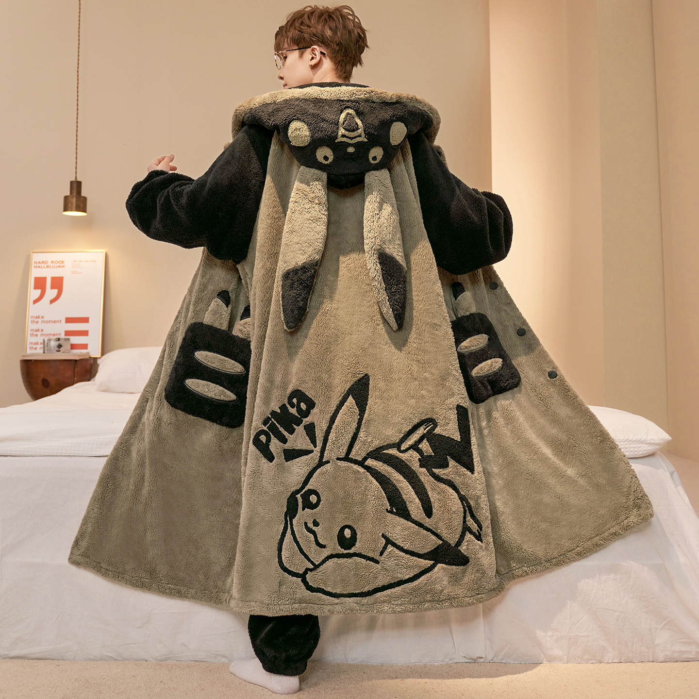 睡袍男士秋冬季加厚加绒