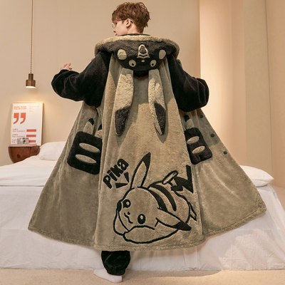 睡袍男士秋冬季加厚加绒