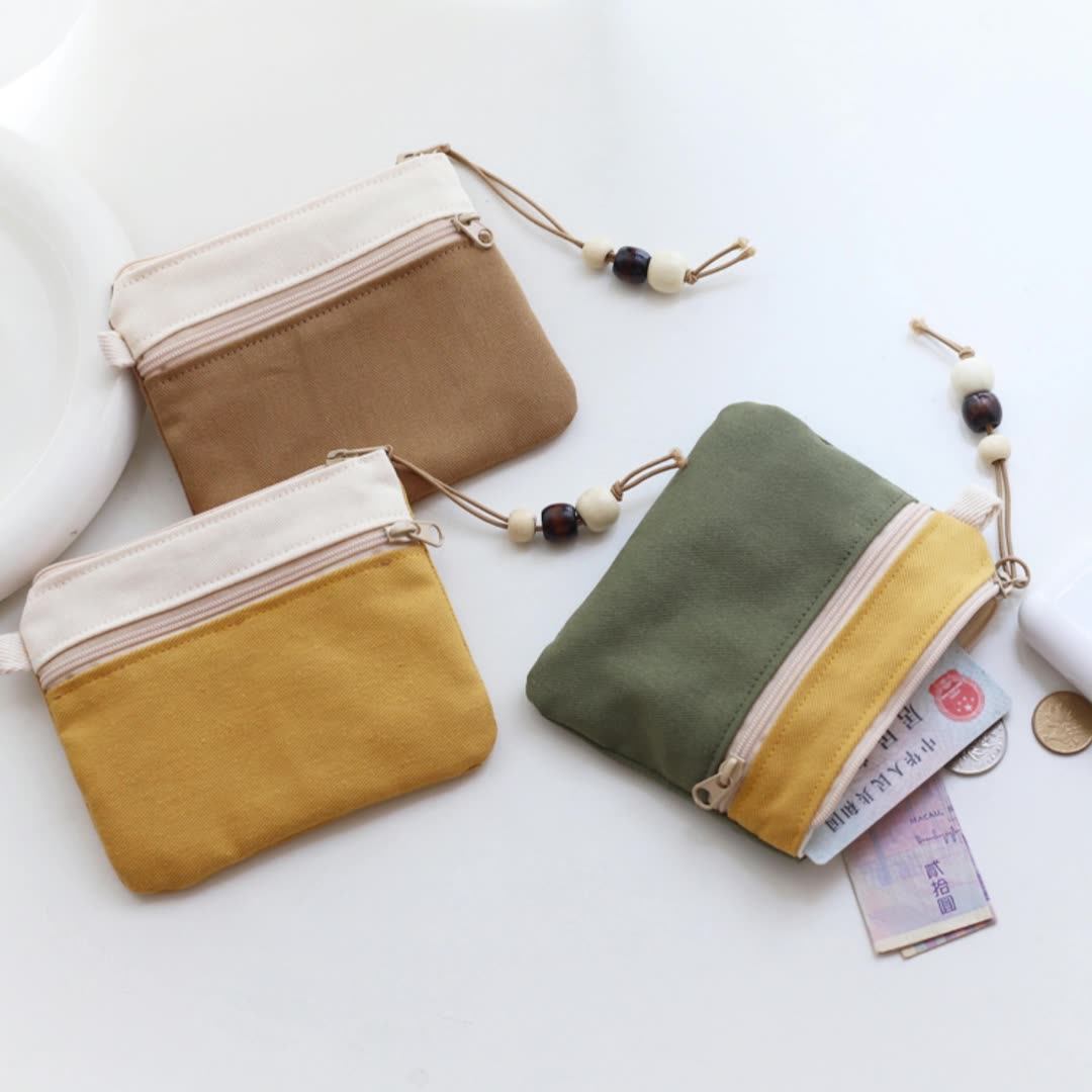 双层零钱包卡包简约撞色迷你帆布小包包钥匙身份证件收纳包中包内,箱包皮具/热销女包/男包,钱包,淘宝优惠券,粉丝福利购,淘宝优惠卷