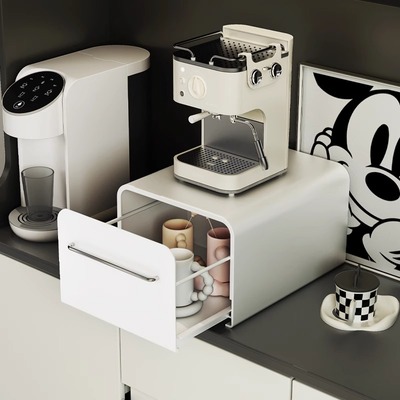 咖啡机置物架抽屉式防尘水杯架