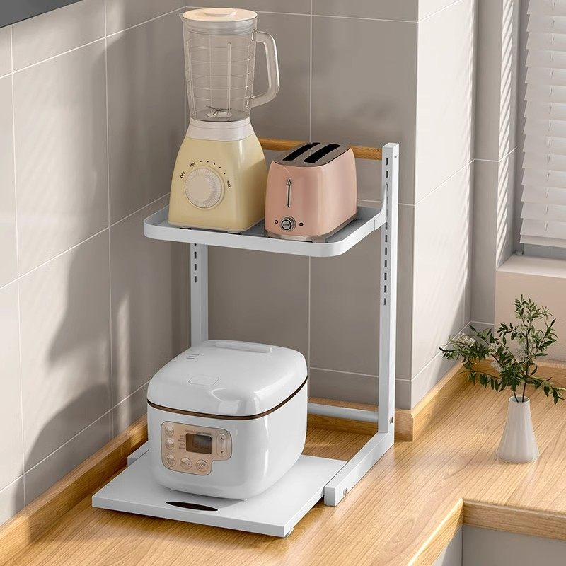 厨房电饭锅置物架台面小烤箱置物架家用小家电可调节层高收纳层架