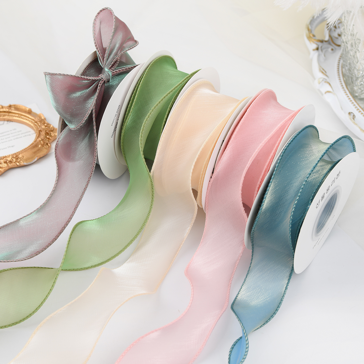 七夕520鱼尾纱欧根纱鲜花丝带