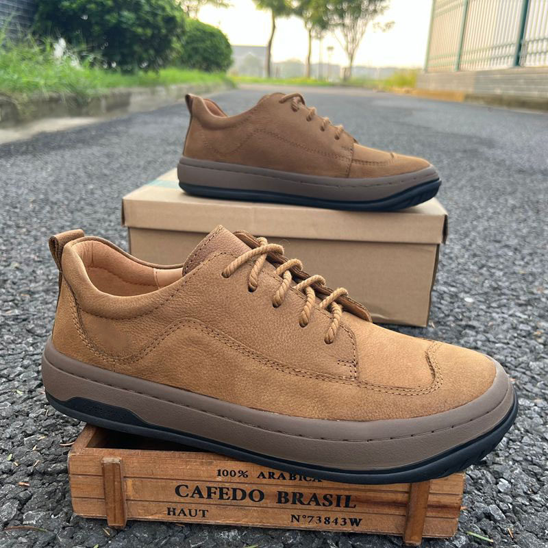 秋冬新款越南产撤柜男鞋真皮低帮休闲磨砂牛皮鞋耐磨商务系带单鞋