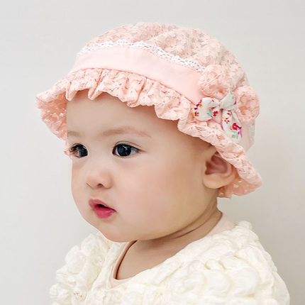 婴儿帽子春夏季薄款女宝宝遮阳帽可爱棉透气防晒婴幼儿女童渔夫帽