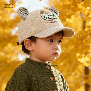 儿童帽子秋冬季男童韩版软檐加厚鸭舌帽冬天男宝宝保暖防风棒球帽