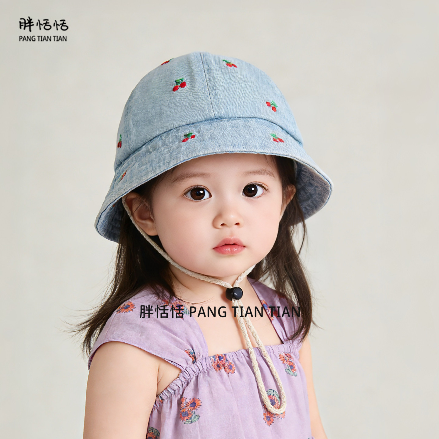 女宝宝薄款纯棉防晒牛仔渔夫帽图片