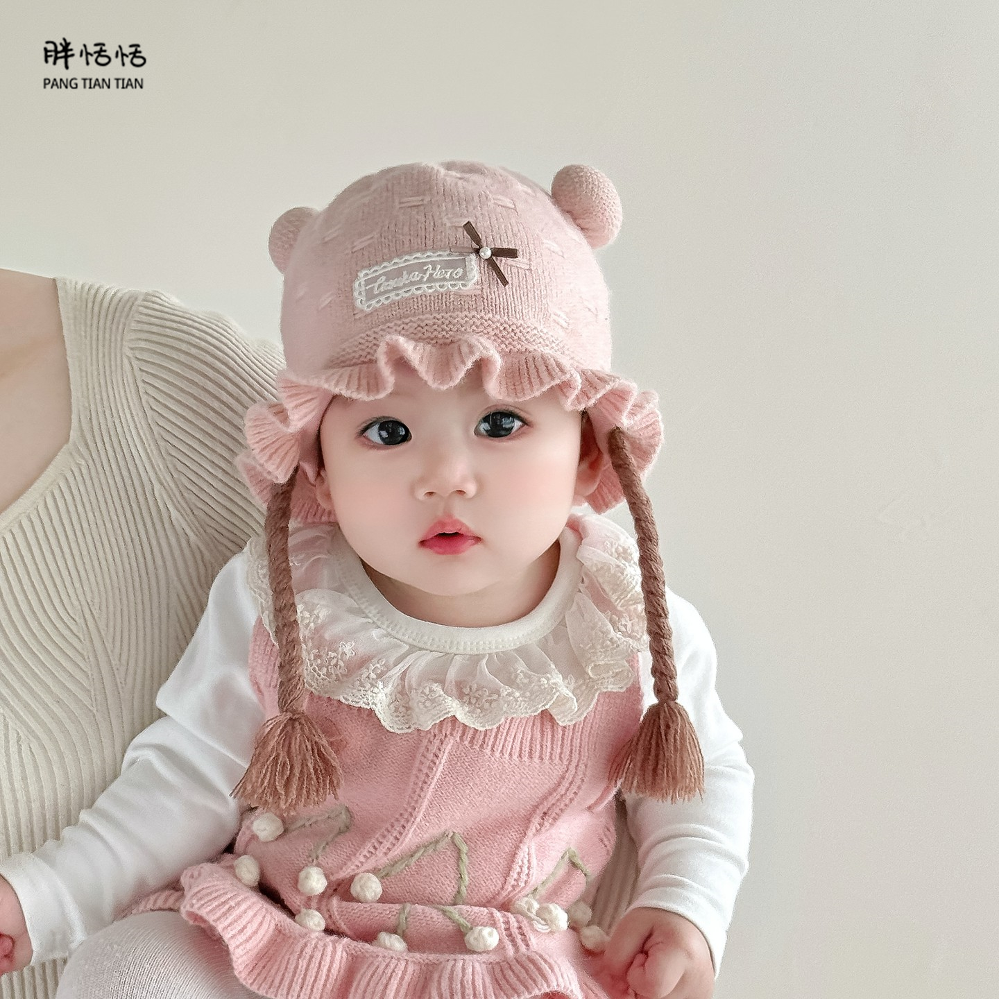 冬季韩版洋气宝宝保暖针织辫子帽