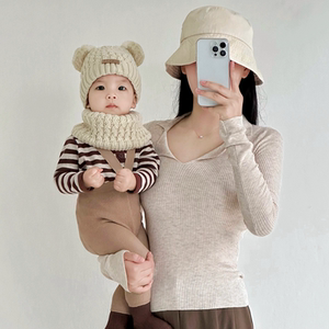 宝宝帽子冬季韩版婴儿加绒针织帽套脖两件套装秋冬男孩女童毛线帽
