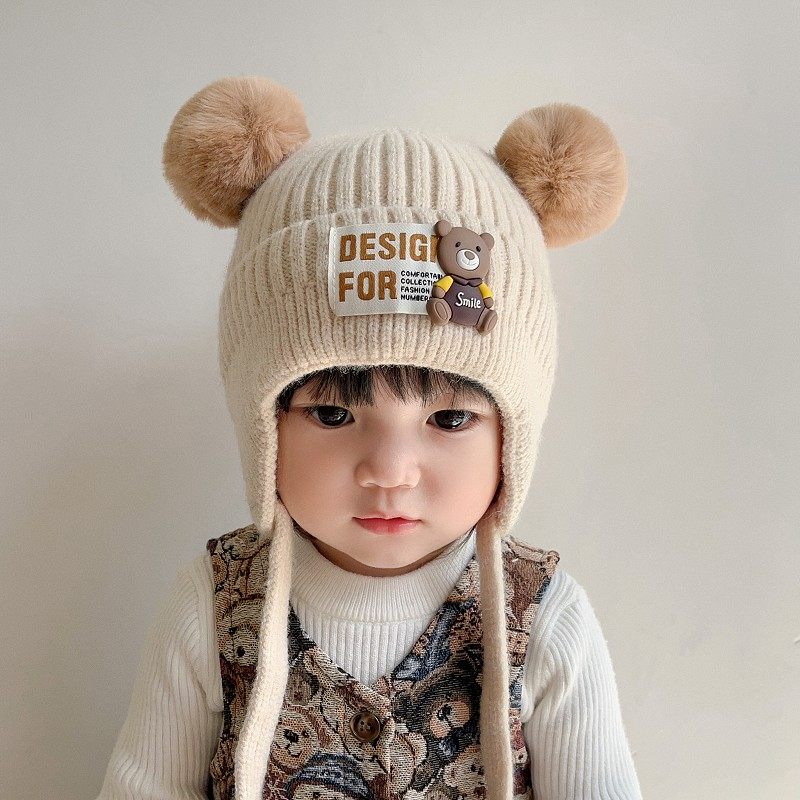 宝宝帽子秋冬时尚可爱小熊护耳针织帽男童女孩冬季加厚防风毛线帽,童装/婴儿装/亲子装,帽子,淘宝优惠券,粉丝福利购,淘宝优惠卷