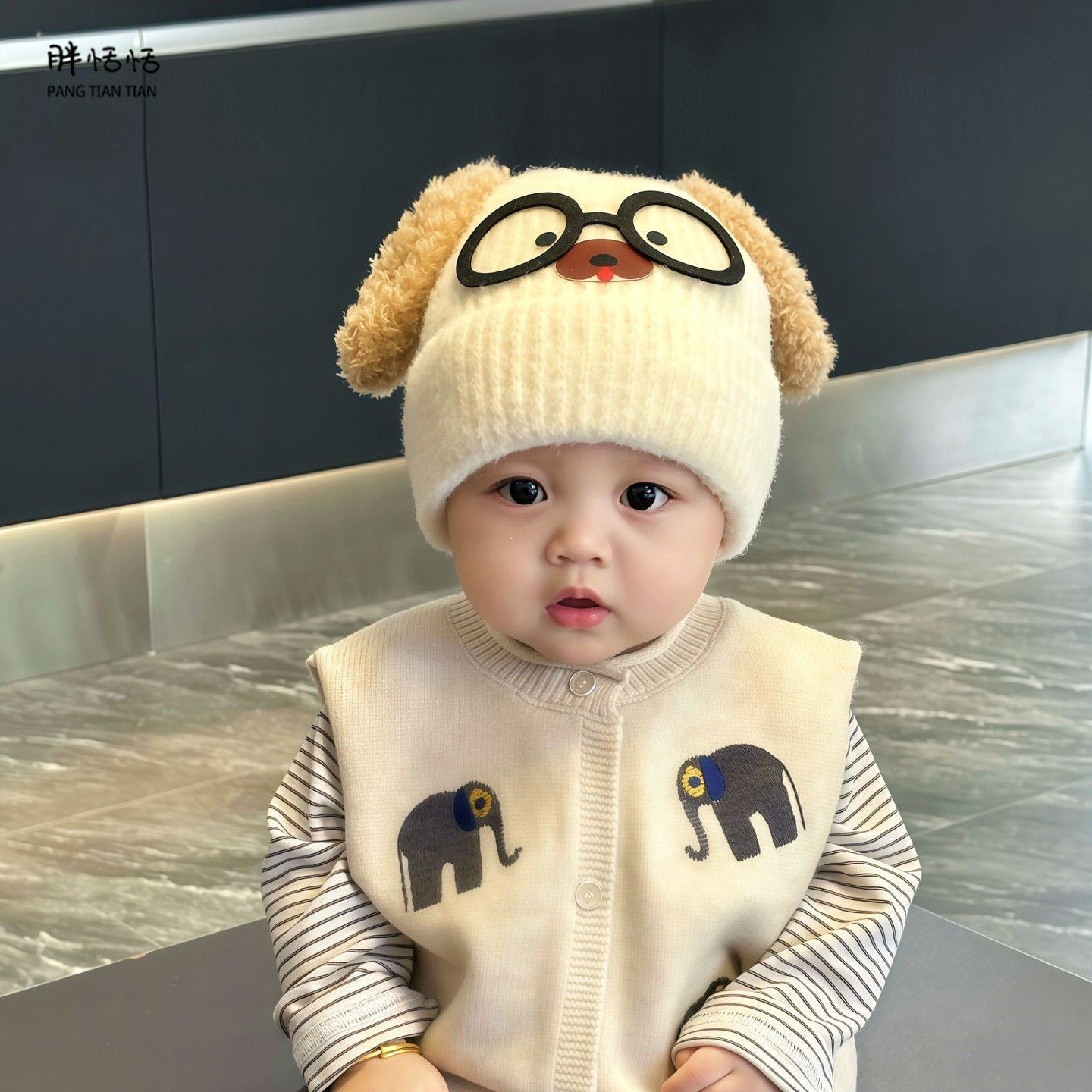 婴儿帽子冬季超萌卡通眼镜长耳朵针织帽秋冬款男童宝宝加厚毛线帽,童装/婴儿装/亲子装,帽子,淘宝优惠券,粉丝福利购,淘宝优惠卷