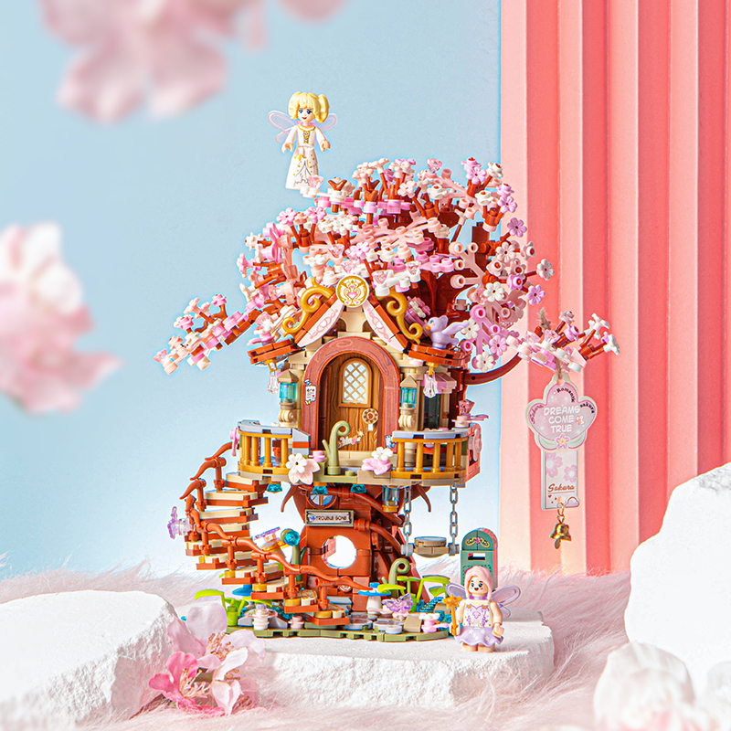 LOZ俐智积木樱花树屋大型