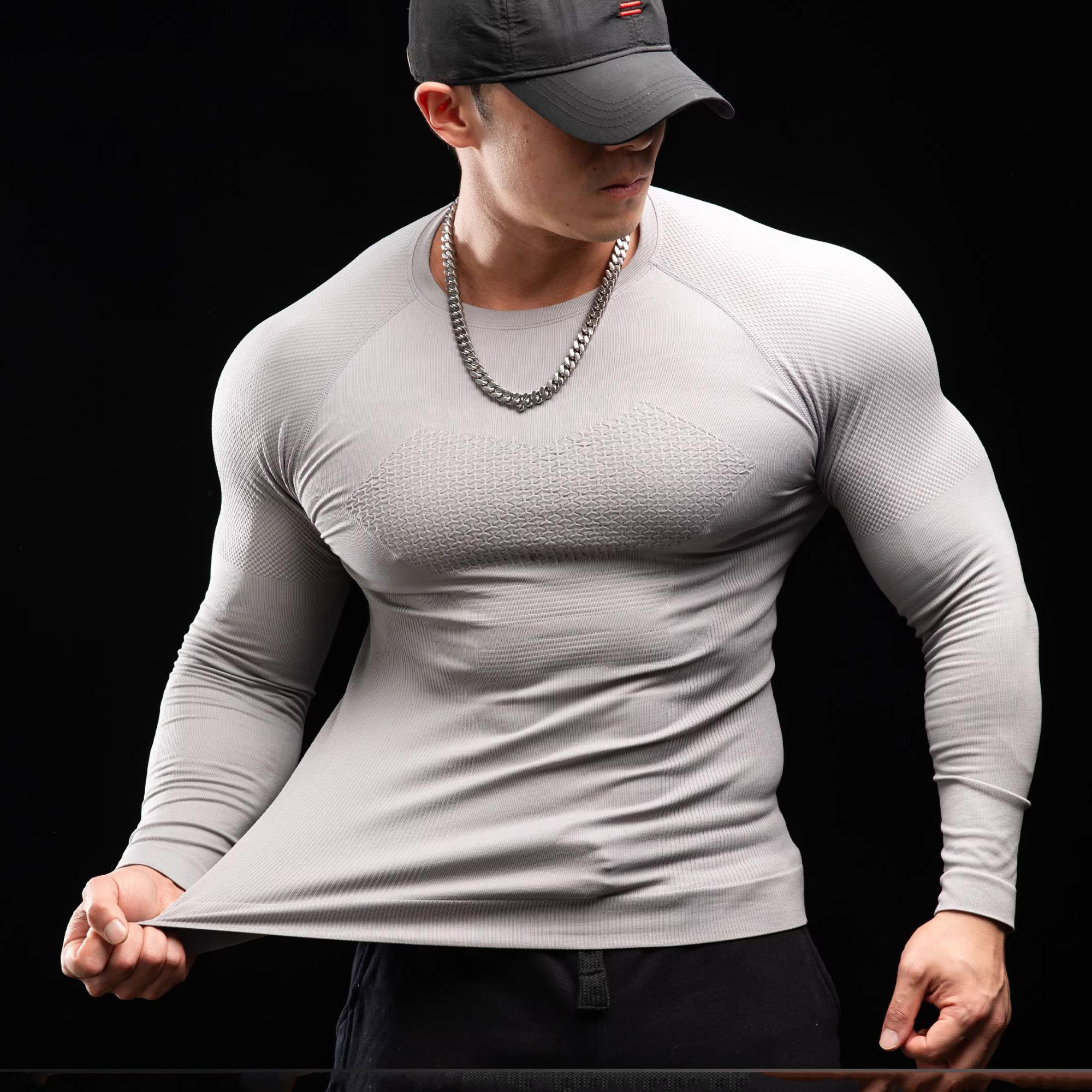 健身衣服男弹力速干运动长袖秋冬款无缝跑步打底衫紧身衣训练t恤,运动服/休闲服装,健身衣,淘宝优惠券,粉丝福利购,淘宝优惠卷