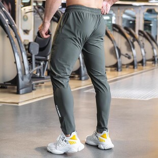 2025夏季新款冰丝运动长裤男健身房专用跑步训练速干裤高弹力裤子