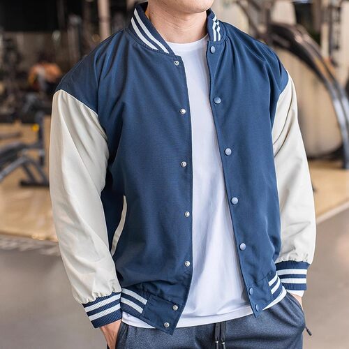 运动健身男立领纽扣棒球服外套