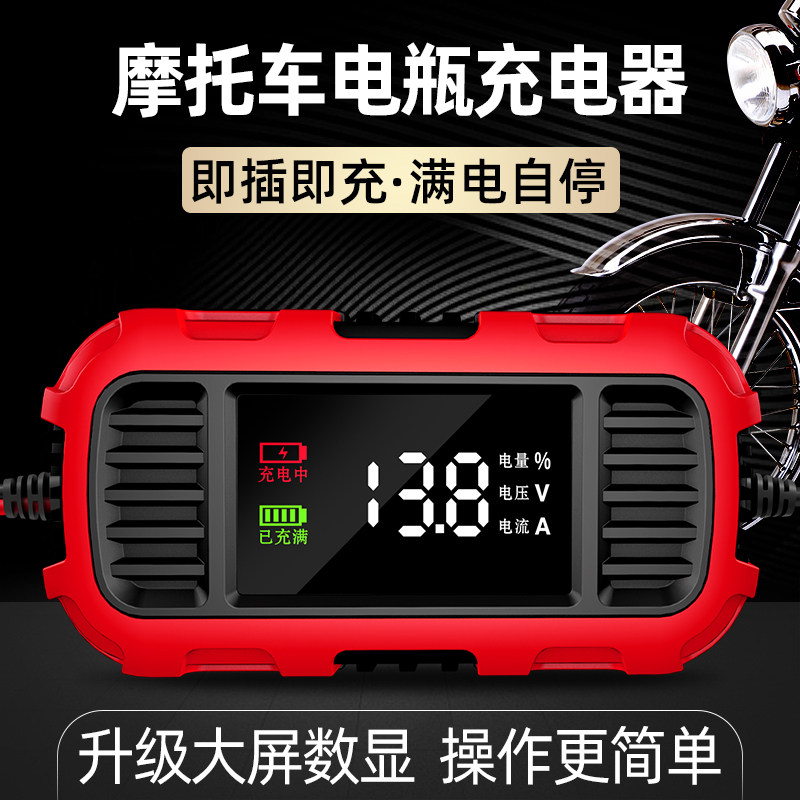 摩托车电瓶充电器12v伏蓄电池充电机全智能自动踏板摩托通用型
