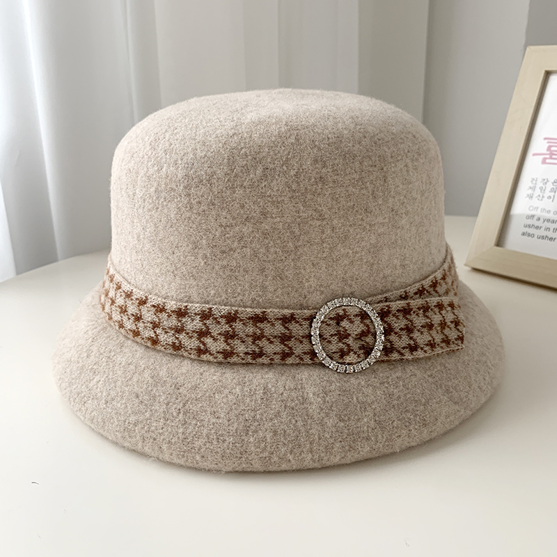 羊毛呢帽子女士秋冬保暖渔夫帽