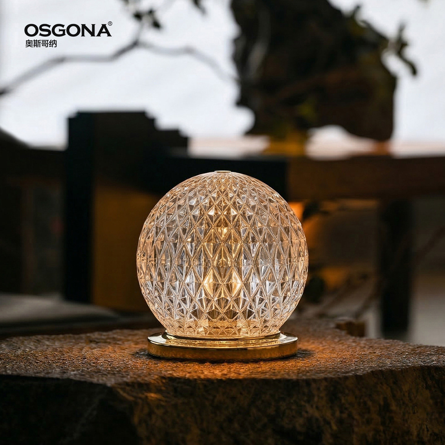 奥斯哥纳水晶钻感陀飞轮钻感轻奢装饰氛围灯床头台灯桌面摆件璀璨