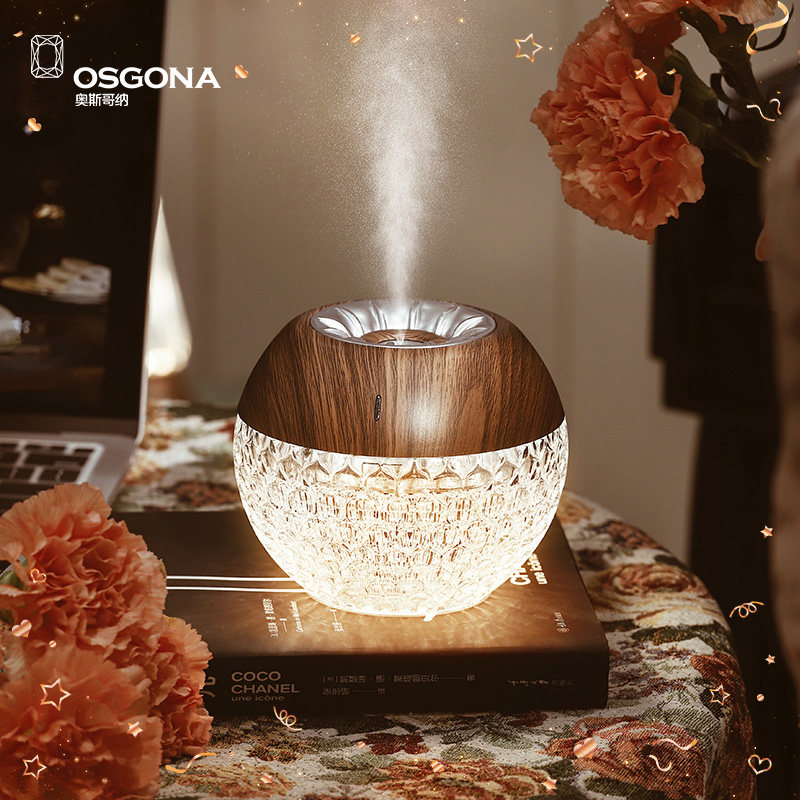 奥斯哥纳加湿器水晶钻感装饰台灯香薰氛围感卧室床头摆件送礼幸运