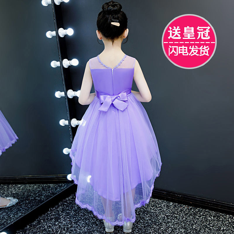 公主裙女童蓬蓬婚纱礼服儿童连衣裙礼服主持人小女孩拖尾夏装裙。