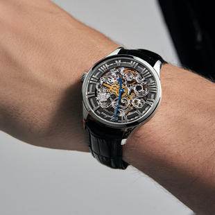 正品艾戈勒手表男士雕花镂空全自动机械表概念潮流商务帅气男表