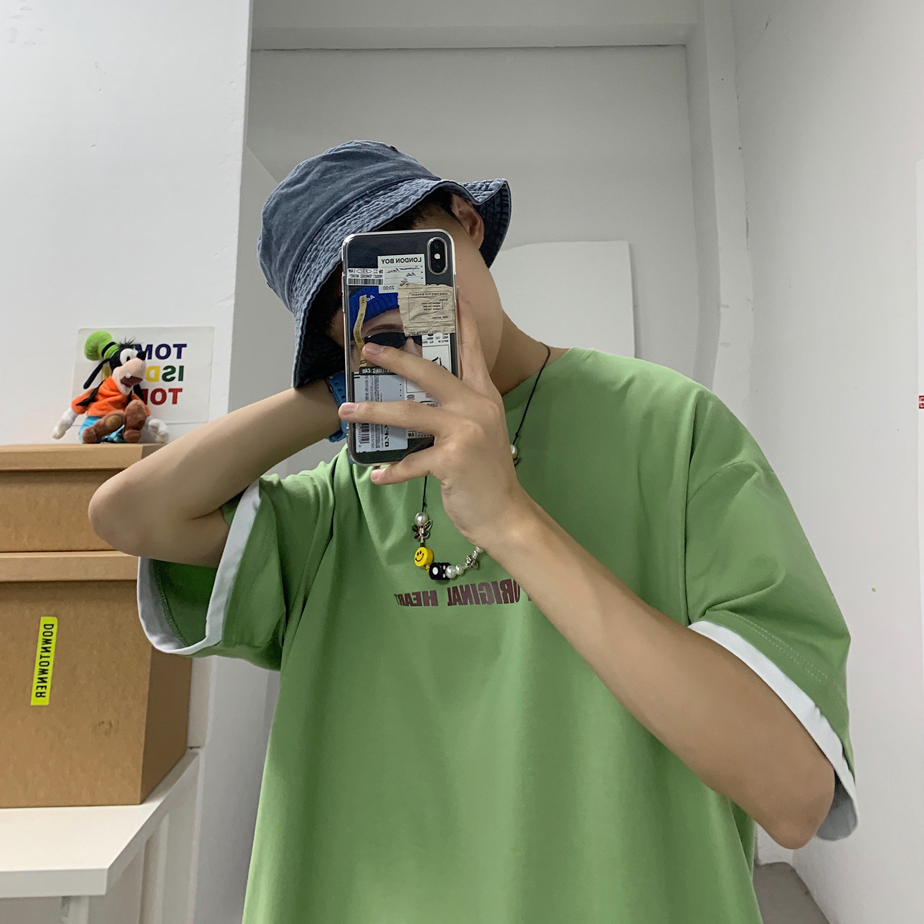 LT30071-P30 假两件t恤男短袖男大码5五分袖男半袖图片