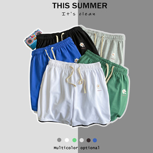 LK32059-P30小雏菊假两件运动短裤男大码五分裤男沙滩裤男港风
