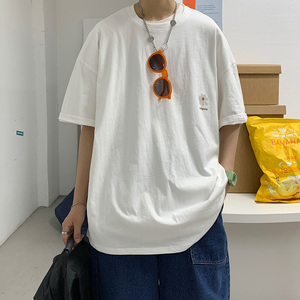 DX17059-P25 纯棉宽松短袖t恤男大码五分袖男半袖男 港风图片