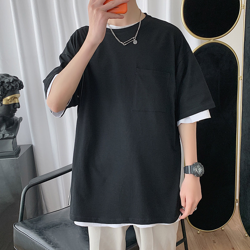 DX24099-P25大口袋百搭短袖t恤男大码半袖体恤上衣服图片