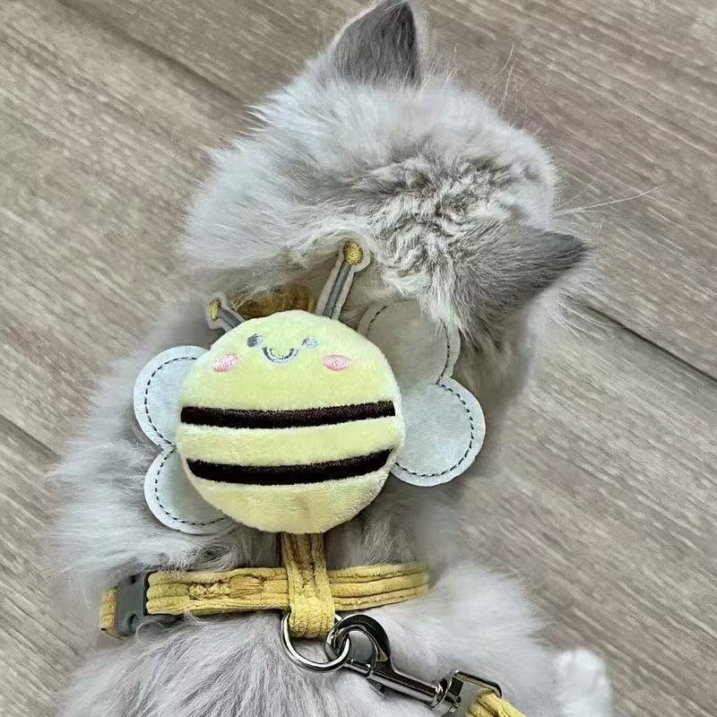 牵引绳蜜蜂猫咪挣脱防脱工字调节绳子宠物小型布偶泰迪外出专用