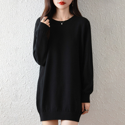 100%纯棉圆领针织衫毛衣裙女