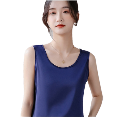 丝滑缎面圆领吊带背心女宽松
