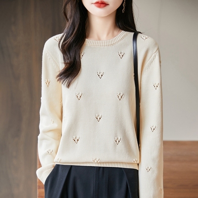 时尚洋气圆领毛衣女秋冬内搭