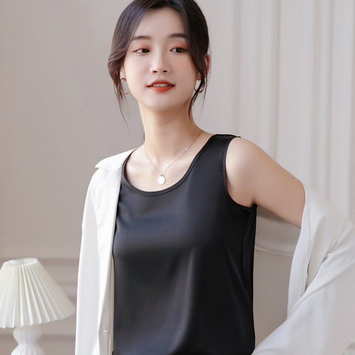 新款圆领缎面吊带背心女