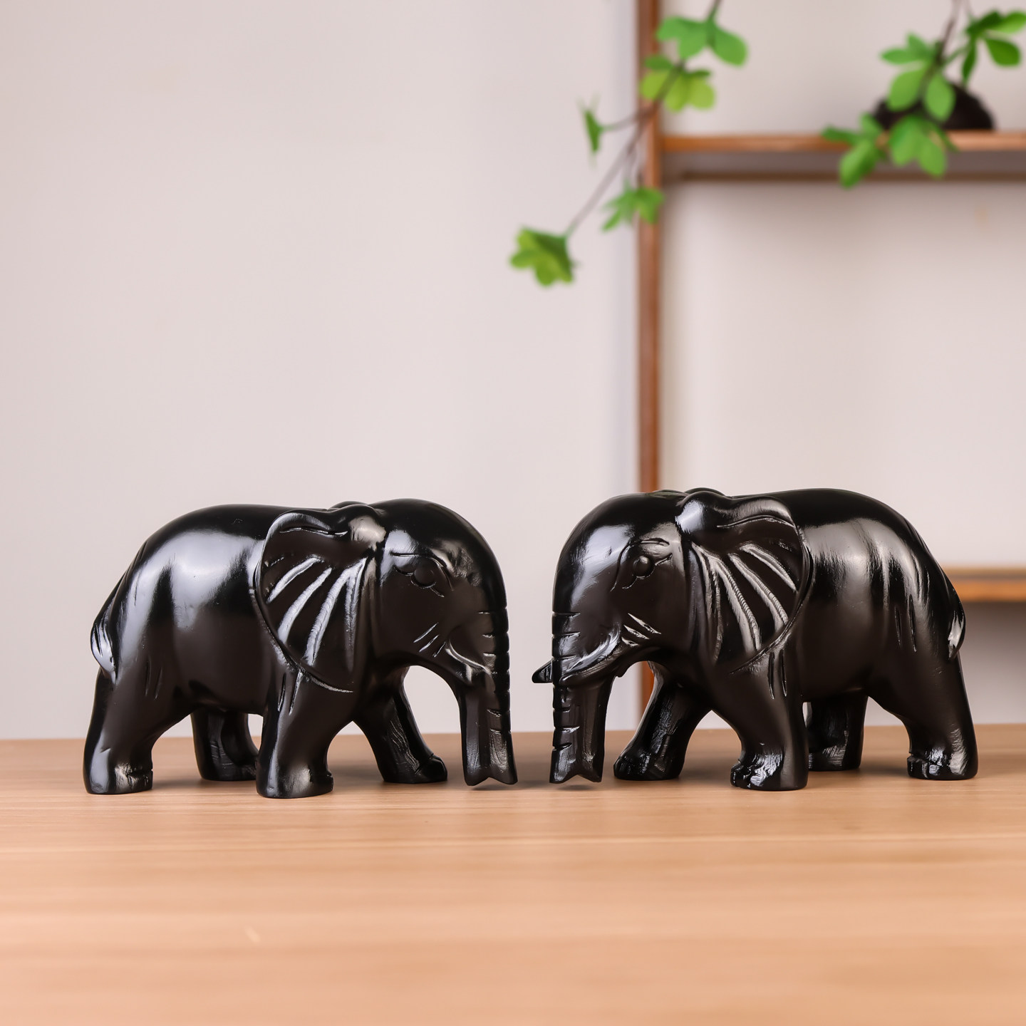 天然黑曜石大象摆件客厅家居家装吸水吸财象摆饰玉石大象玉摆设