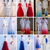 红歌大合唱比赛礼服长裙男女诗歌朗诵演讲比赛成人大合唱团服装