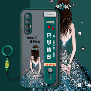 opporeno3手机壳Reno3pro只想被宠腕带女神款保护套reno3元气版硅胶防摔卡通镜头全包网红新款磨砂外壳带挂绳