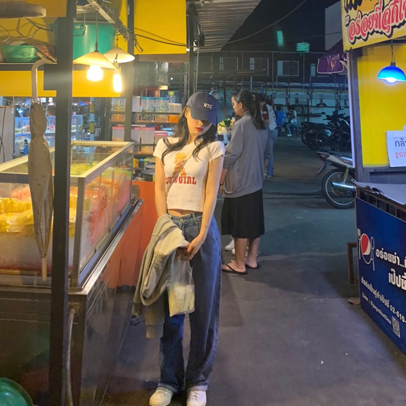 ulzzang短袖T恤女欧美新款ins韩版修身学生小个子短款显瘦上衣潮