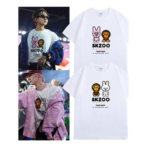 STRAY KIDS组合联名卡通形象猿人T恤dominate世巡周边同款应援服