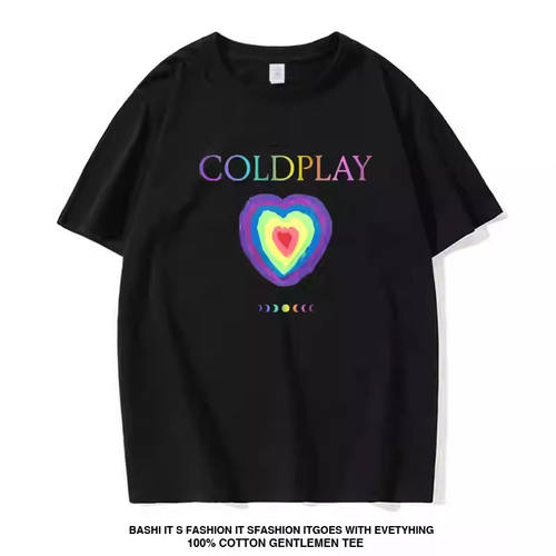 ColdPlay酷玩乐队短袖男女夏季经典摇滚朋克高街Vintag纯棉T恤潮